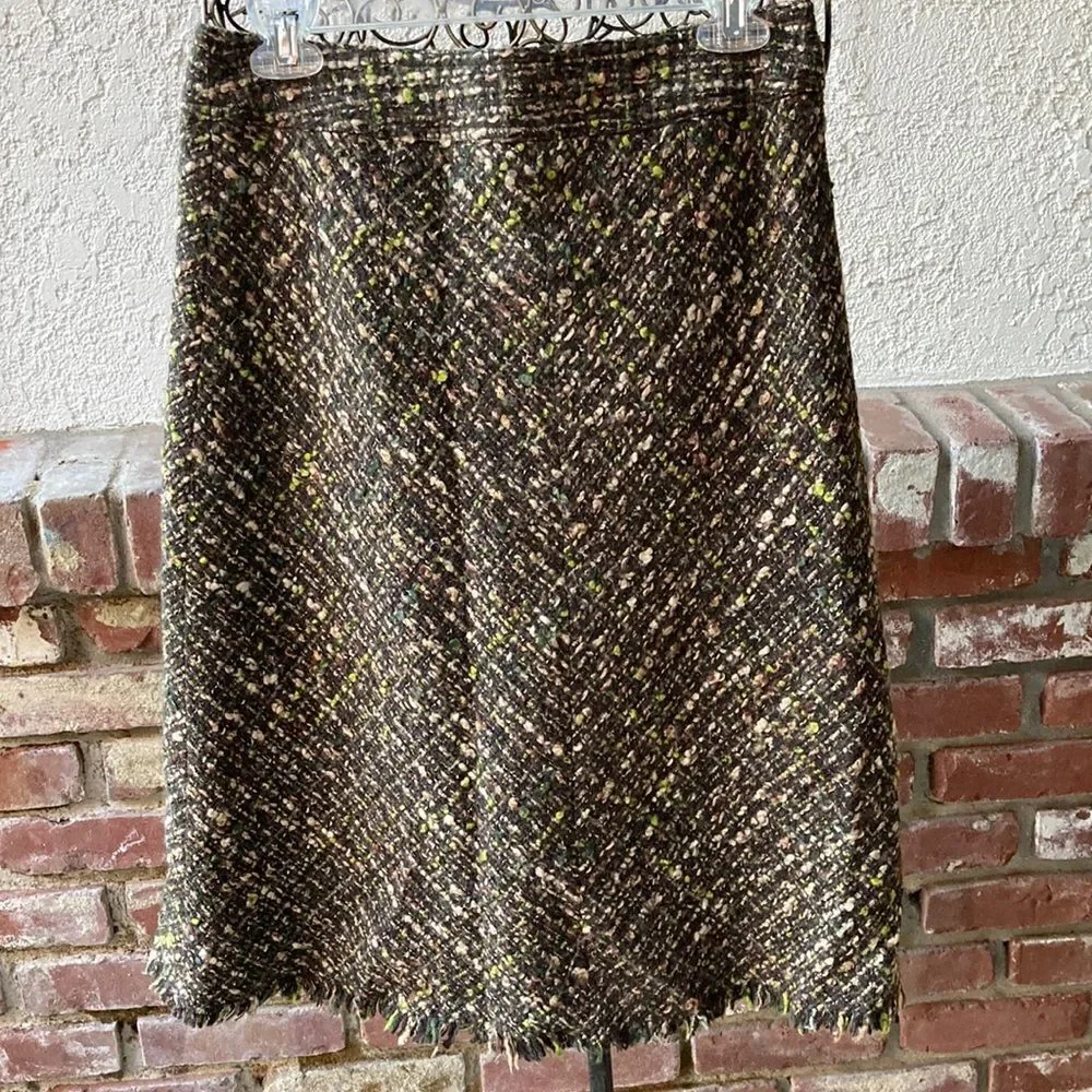 J Jill Multi Color Lined Wool Blend Textured Skirt Size 8